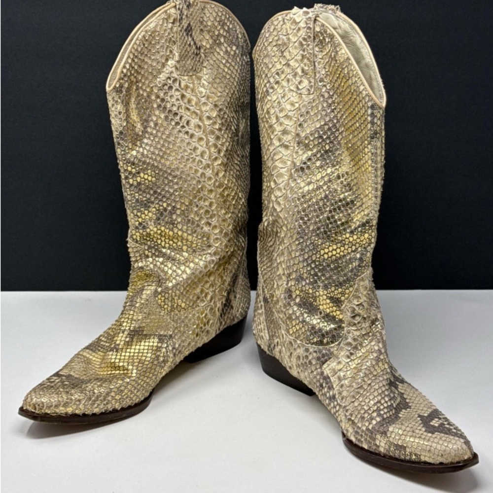 Lucini Made in Italy Genuine Snakeskin Cowboy Boots